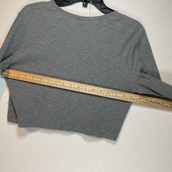Wild Fable Crop Top Long Sleeve Grey Waffle Texture Size L - Picture 6 of 9